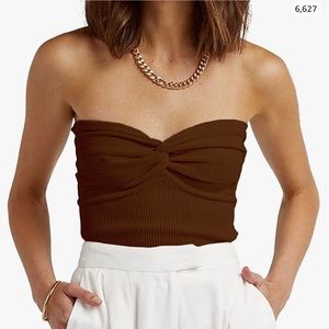 Amazon knitted tube top in coffee - Medium